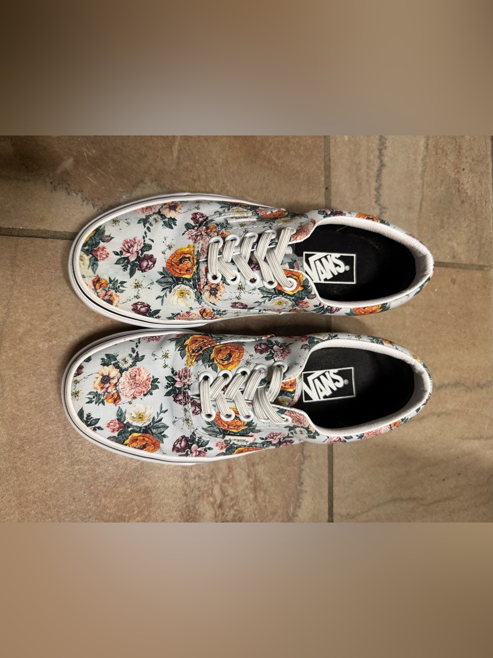 VANS light blue floral sneakers -size 8 Women